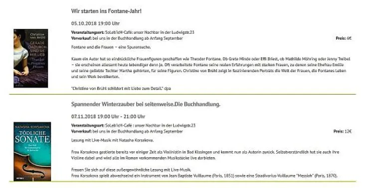 Bild: seitenweise.Die Buchhandlung startet mit Lesereihe in den Herbst.