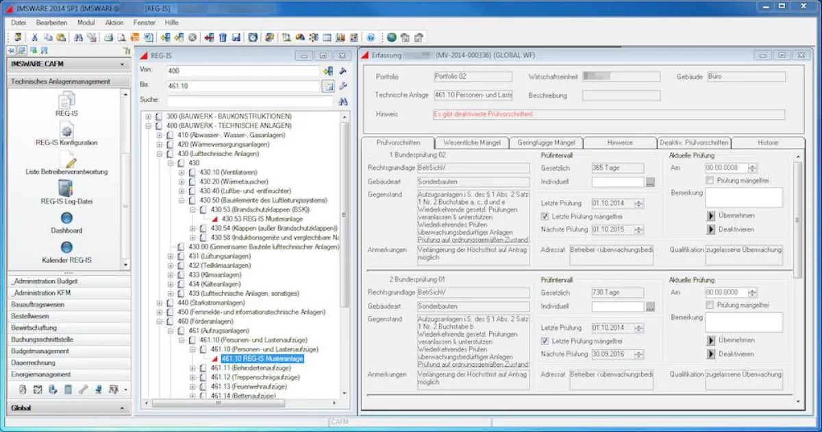 Erstmalig integriert IMSWARE das Regelwerks Informationssystem REG-IS in eine CAFM-Software