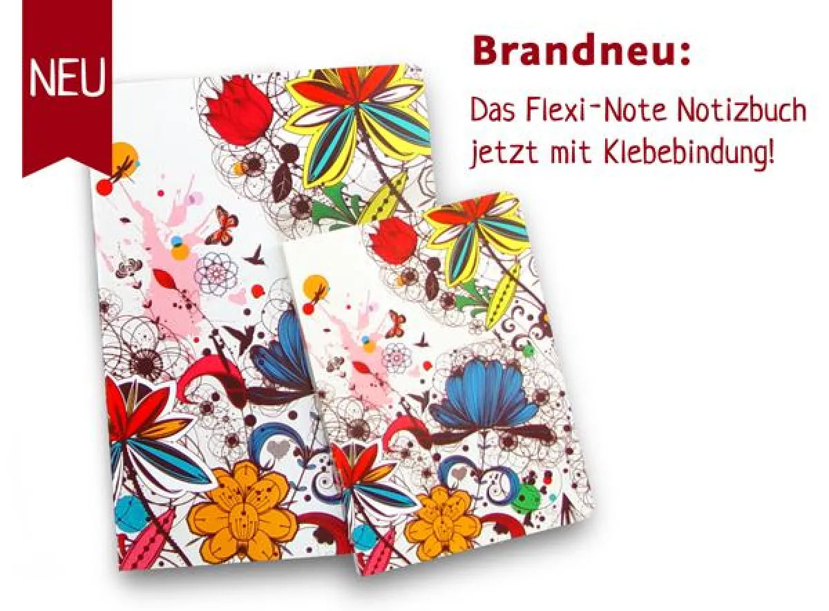 Notizbücher jetzt auch mit flexibler Klebebindung
