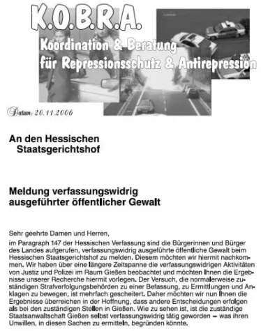 Bild: Justiz- und Polizeiwillkür beim Staatsgerichtshof angezeigt