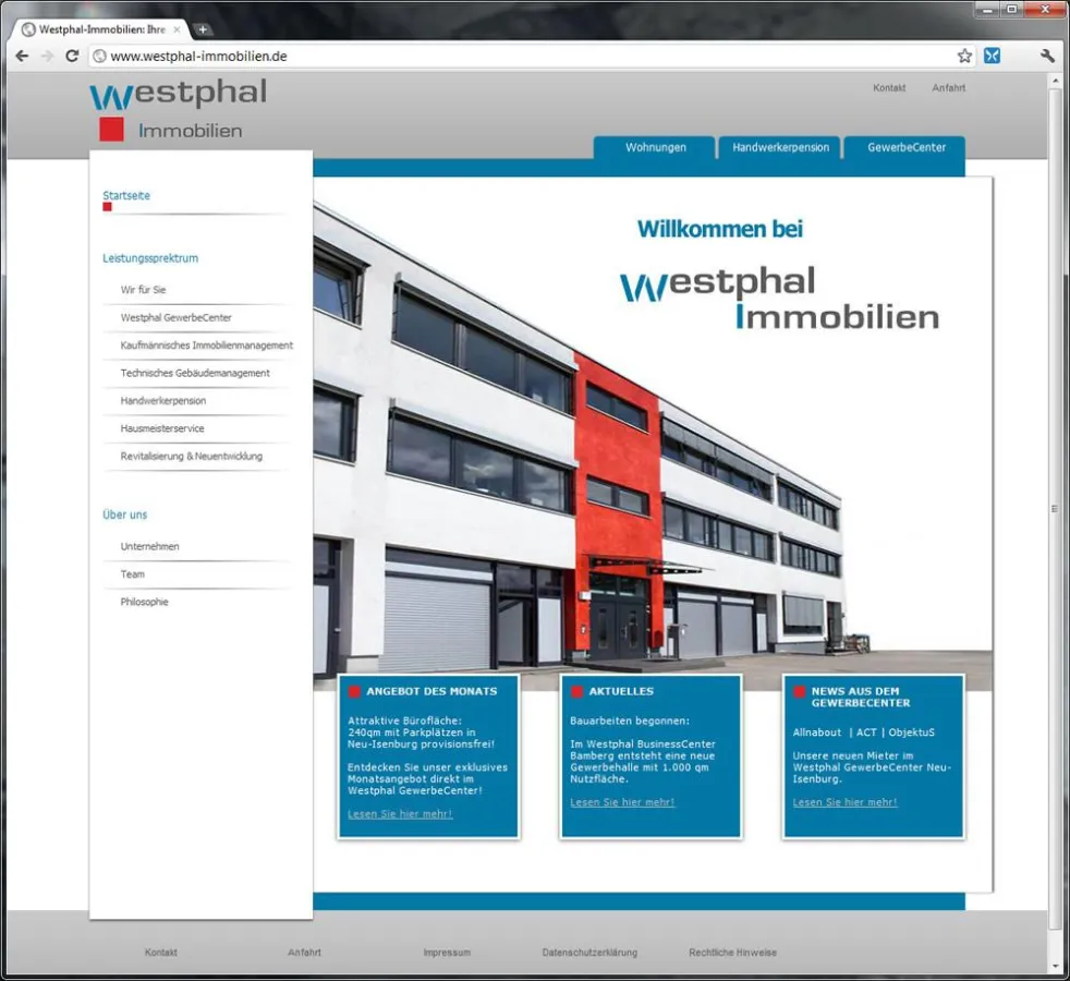 Neue Homepage von Westphal Immobilien mit Immobiliendatenbank