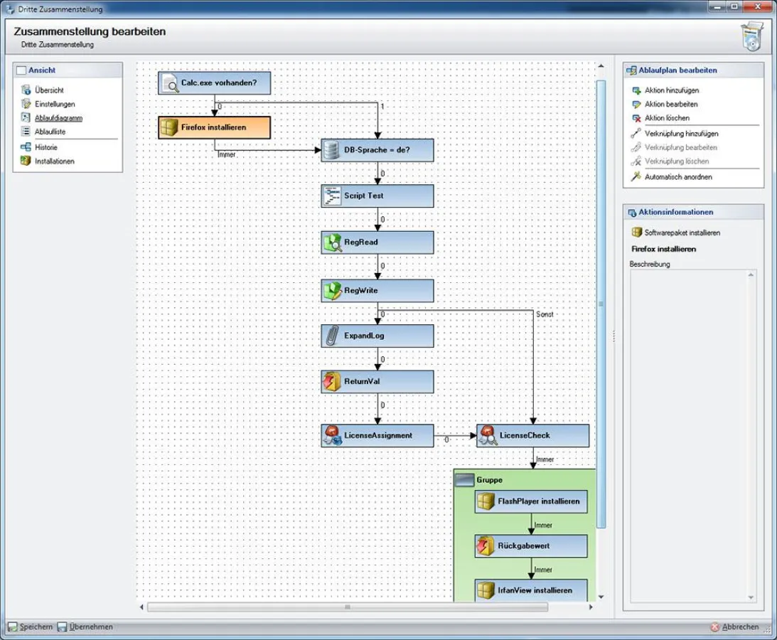 Workflow-Designer der DeskCenter Management Suite 10: Verteilung von Software detailliert definieren