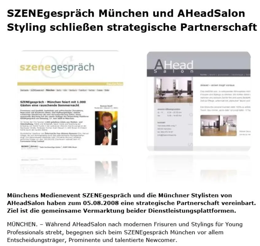 SZENEgespräch München und AHeadSalon Styling schließen strategische Partnerschaft