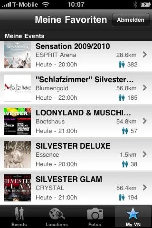 my VN - personalisierter Zugriff auf Lieblingslocations und Events