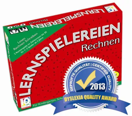 Bild: Dyslexia-Quality-Award 2013 nun auch für die kleine Spielesammlung „Lernspielereien Rechnen“ von IQ-Spiele