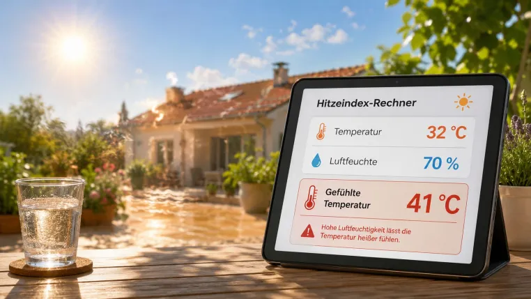 Bild: Hitzeindex-Rechner zeigt Belastung durch schwüle Sommertage