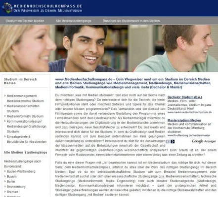 Alle Medienstudiengänge in einer Datenbank – Der Medienhochschulkompass Bild: Alle Medienstudiengänge in einer Datenbank – Der Medienhochschulkompass