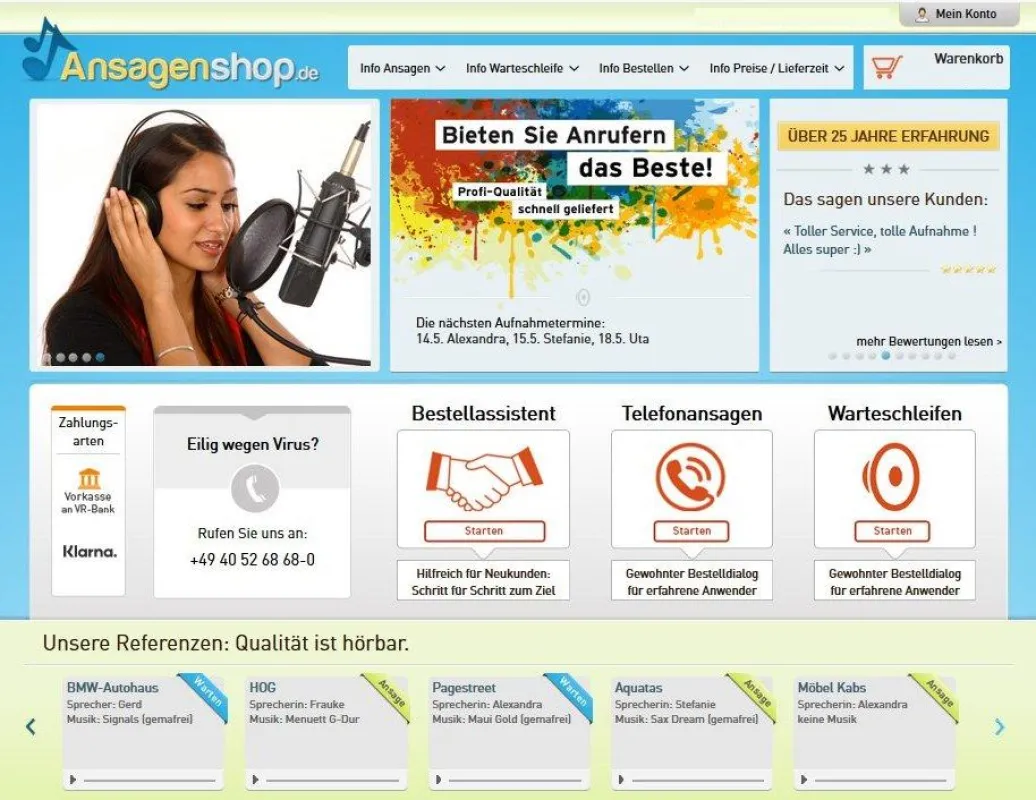 Jetzt 200 Hörbeispiele auf ansagenshop.de