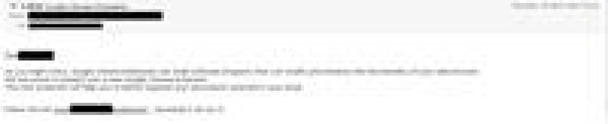 Text der Spam E-Mail-Nachricht