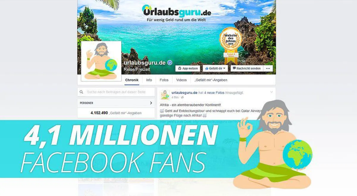 Urlaubsguru.de hat bei Facebook über 4 Mio. Fans!