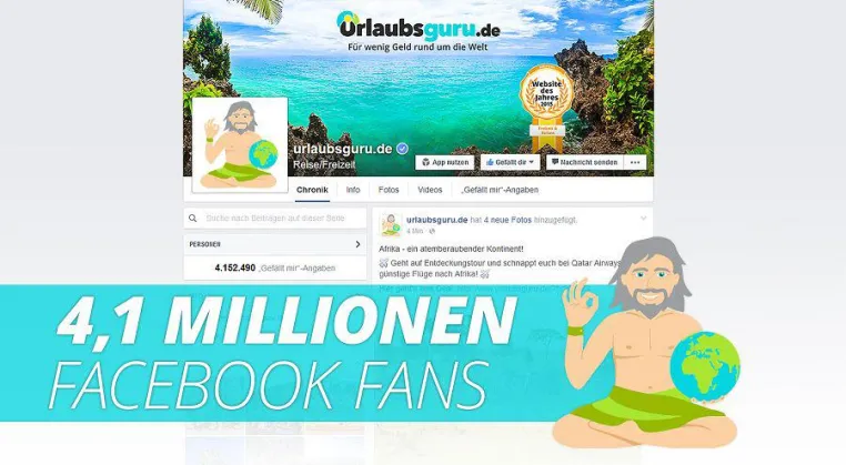 Urlaubsguru.de mit 4 Mio. Facebook-Fans eine der am schnellsten wachsenden Reise-Webseiten in Deutschland Bild: Urlaubsguru.de mit 4 Mio. Facebook-Fans eine der am schnellsten wachsenden Reise-Webseiten in Deutschland