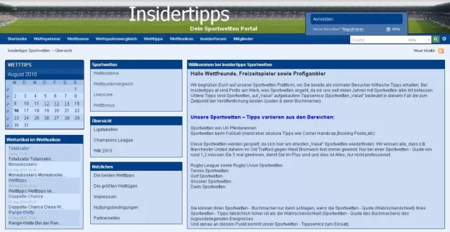 Bild: Pressemitteilung Insidertipp Sportwetten und Wettsysteme sowie Wetttipps 17.08.2010