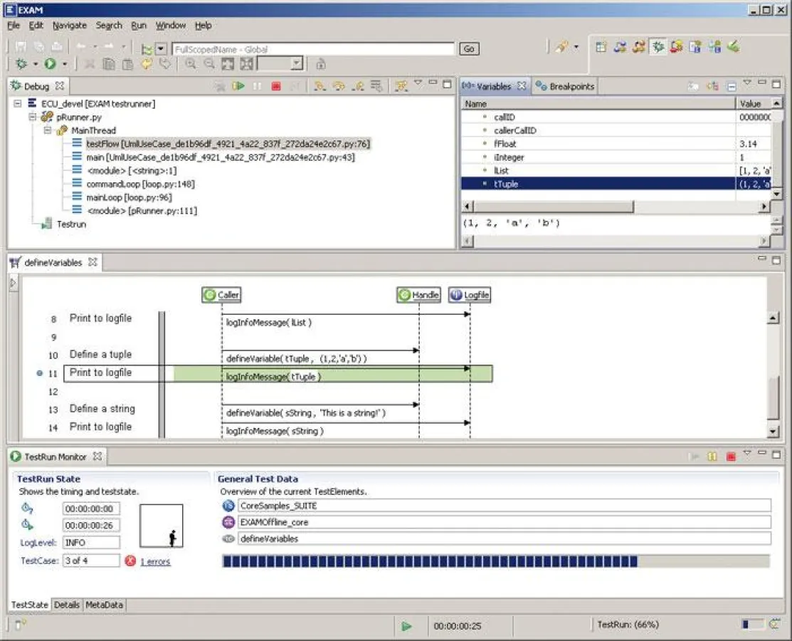 EXAM Debug Perspective