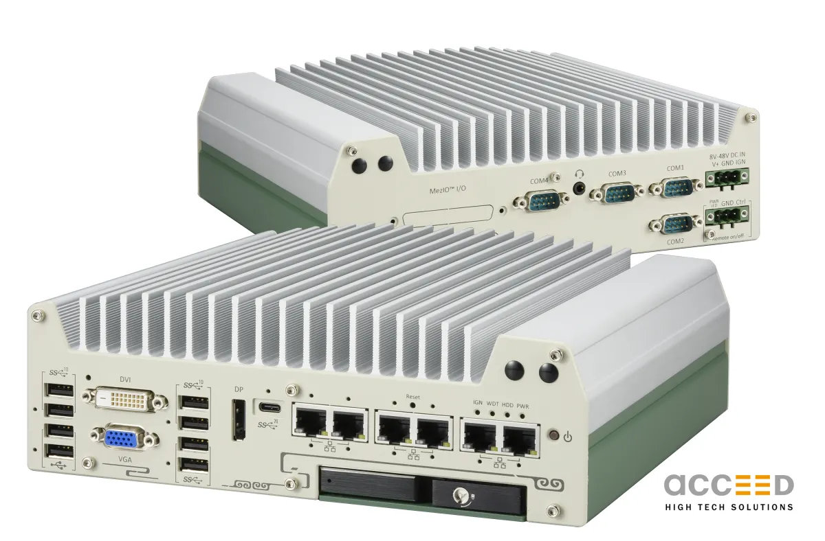 Industrieller lüfterloser Box-PC mit Erweiterungskassette Nuvo-9000 von Acceed (© Acceed GmbH)