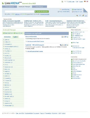 Bild: Pay-Per-Click goes Web 2.0: MIVA liefert Textanzeigen für Social-Bookmarking-Plattform linkarena.com