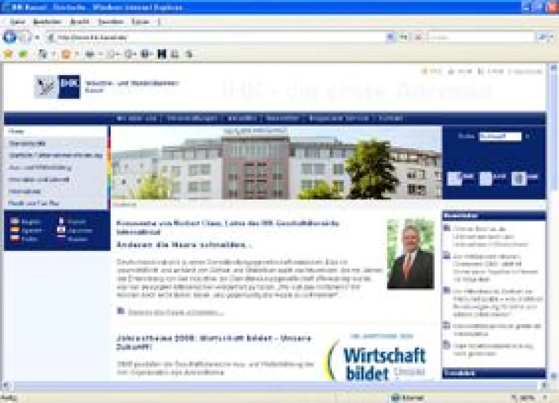 Screenshot Industrie- und Handelskammer Kassel