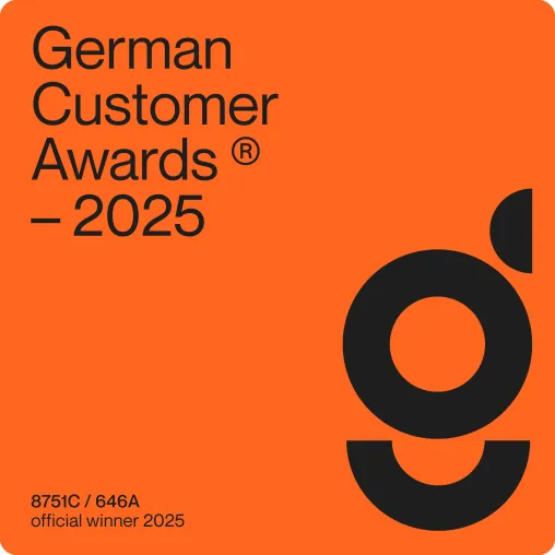 Bild: prev.end GmbH erhält German Customer Award 2025 – Platzierung unter den Top 50 Unternehmen deutschlandweit