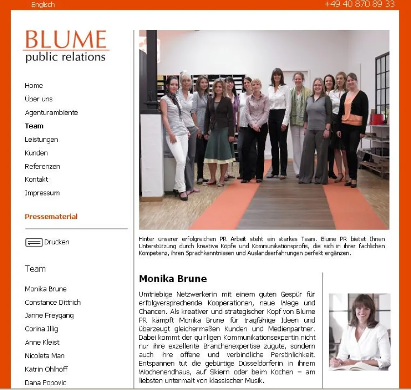 Eindrücke der neuen Blume PR Homepage
