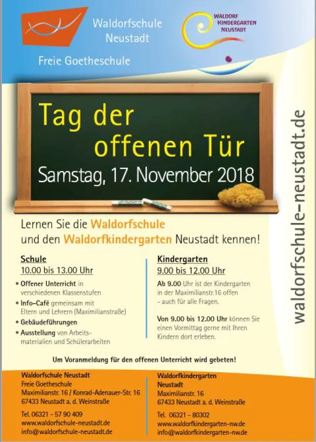 Plakat Einladung Tag der offenen Tür Waldorfschule Neustadt