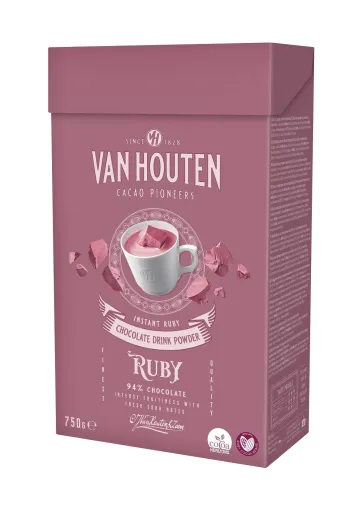 Van Houten, eine Marke von Barry Callebaut, lanciert erstes „Ruby“-Schokoladengetränkepulver Bild: Van Houten, eine Marke von Barry Callebaut, lanciert erstes „Ruby“-Schokoladengetränkepulver