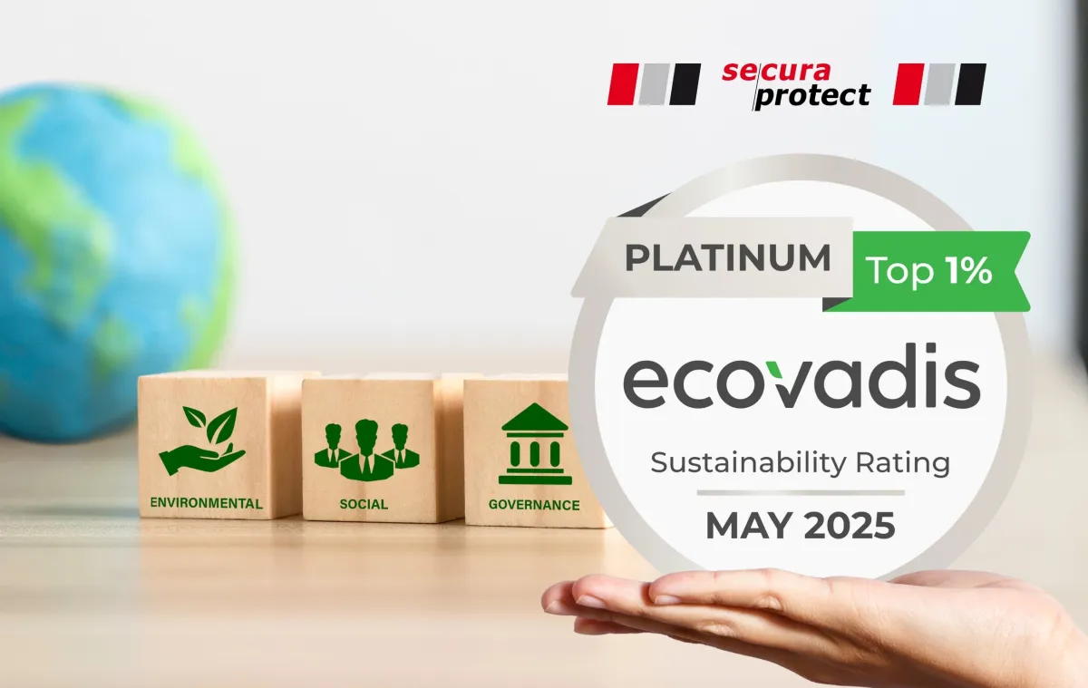 EcoVadis-Platin: secura protect zählt 2025 zu den nachhaltigsten 1 % weltweit. (© secura protect Holding GmbH)