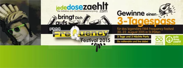 Bild: Auf in die Festival Hochsaison: Mit 'jede Dose zählt' zum FM4 Frequency Festival 2015
