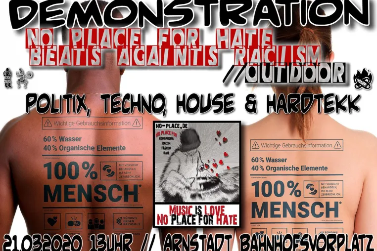 Bild: Demonstration/Techno-Parade gegen Rassismus am 21.03.2020 in Arnstadt