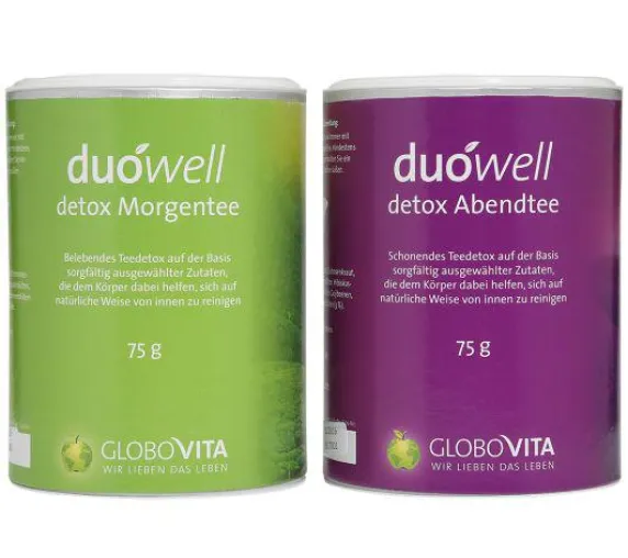 duówell detox Morgen- und Abendtee – Entschlacken, Entsäuern und Gewichtreduzieren Bild: duówell detox Morgen- und Abendtee – Entschlacken, Entsäuern und Gewichtreduzieren