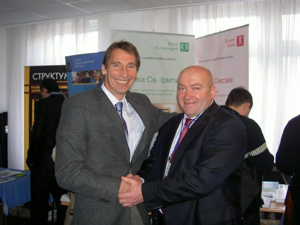 Dr. Stephan Schill, Ärztlicher Direktor Simssee Klinik, Nikolai Ankin, Ärztlicher Direktor Kreisklinikum Kiew/Ukraine