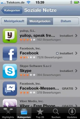 Bild: yuilop auf Platz 1 im Apple App Store