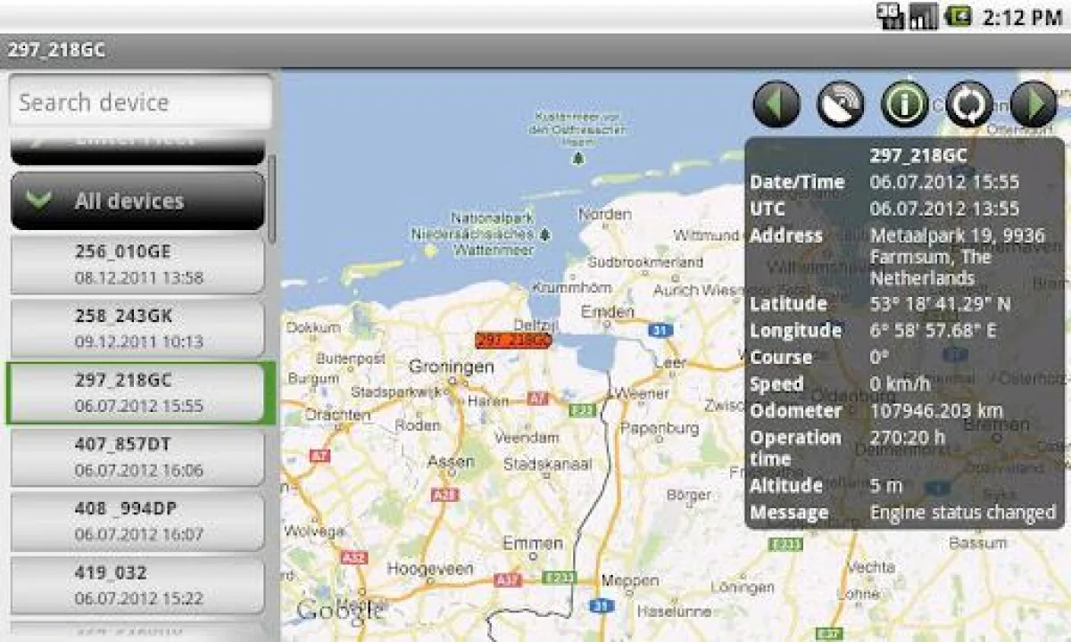 Ein Screenshot der Android-App 