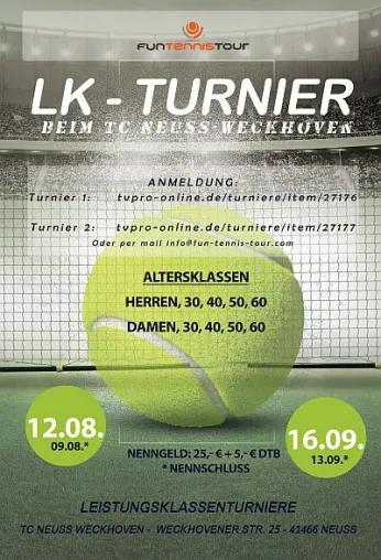 1. LK-Turnier im Tennisclub Neuss-Weckhoven e.V. Bild: 1. LK-Turnier im Tennisclub Neuss-Weckhoven e.V.