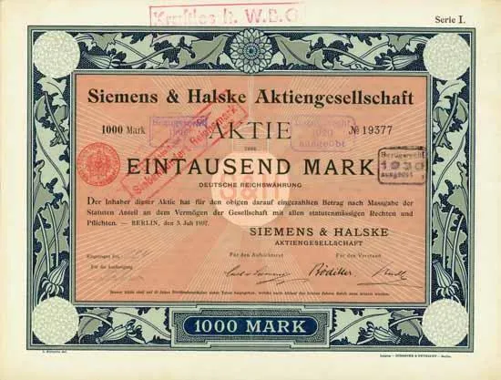 Bild: Zeitzeugen deutscher Wirtschaftsgeschichte: HWPH versteigert über 3000 Historische Wertpapiere