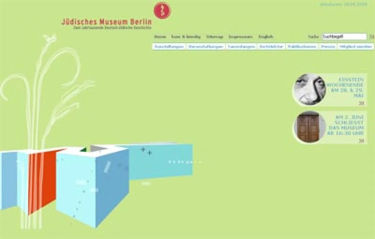 Startseite der Website des Jüdischen Museums Berlin