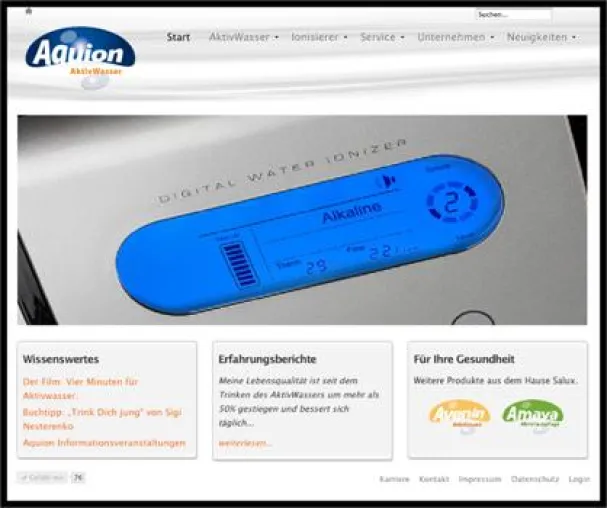 Bild: Neue Website für Salux, den Experten für AktivWasser