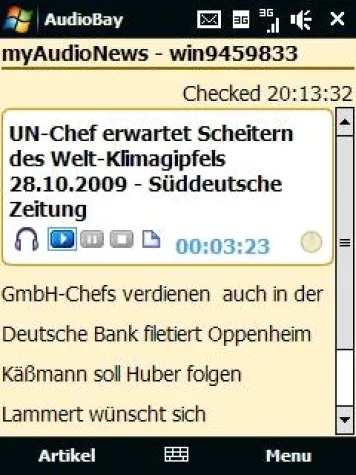 Bild: myAudioNews.de lanciert Windows Mobile Application