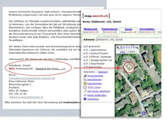 Bild: medienjobs.ch setzt auf map.search.ch