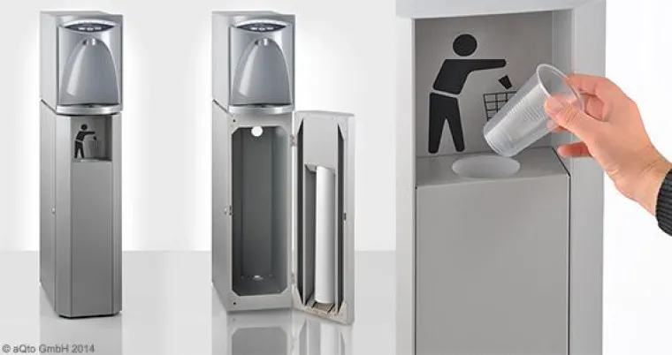 Bild: Wasserspender Standgeräte von aQto mit integriertem Bechersammler