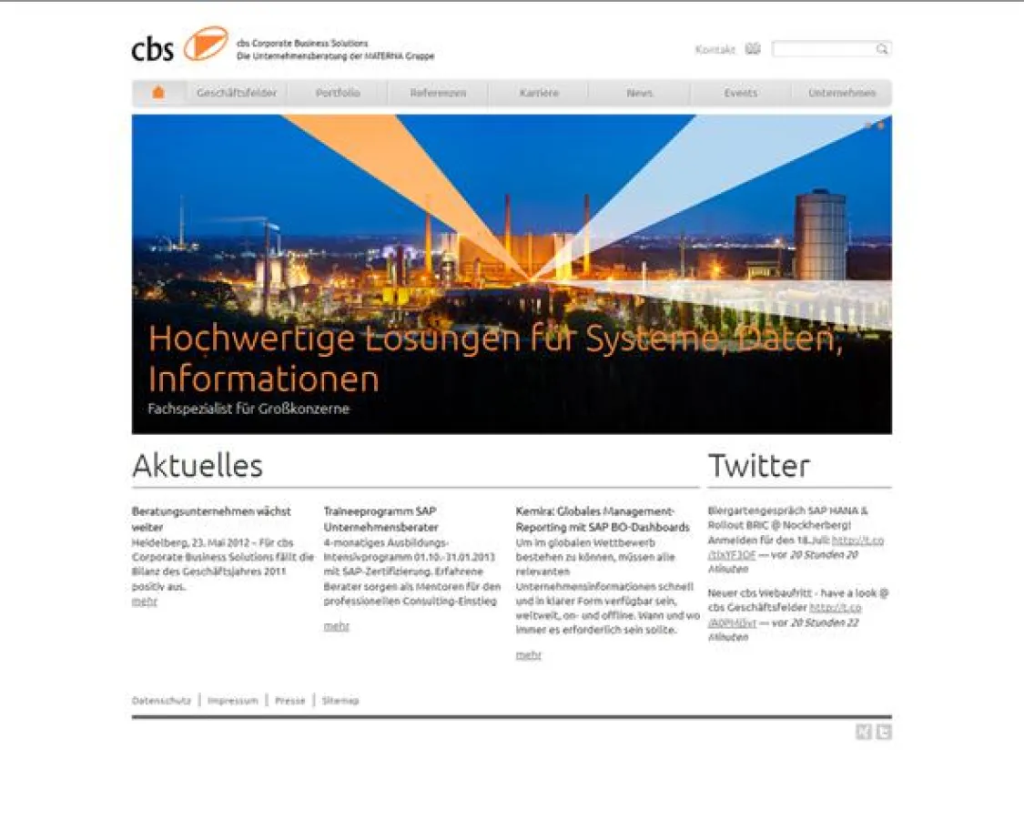 Die neue Website der Unternehmensberatung cbs Corporate Business Solutions.