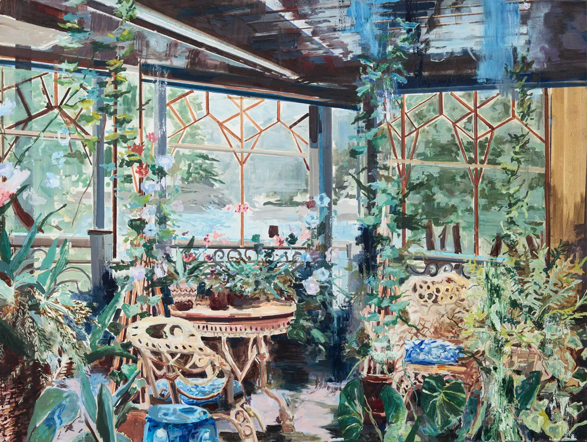 Johanna Silbermann, Exterieur, 90 x 120 cm, Öl auf Leinwand (© Silbermann / Junge Kunst Berlin)