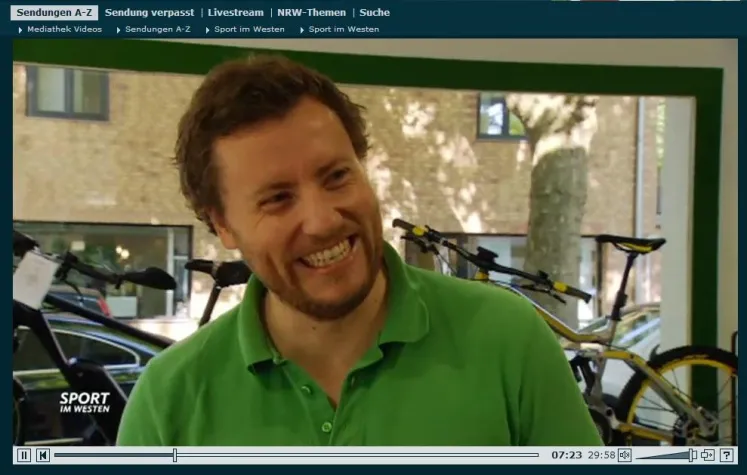 Bild: TV-Interview auf WDR mit dem e-motion e-Bike premium Shop Köln