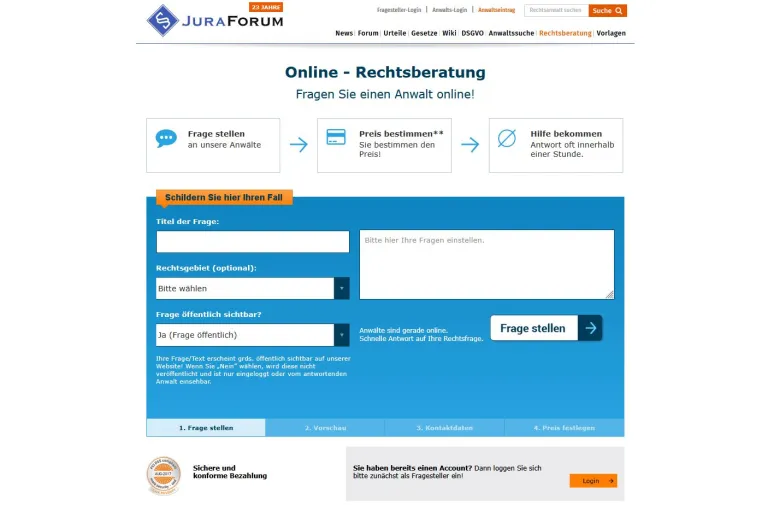 Bild: JuraForum.de erhält zum siebten Mal in Folge die Auszeichnung „Beste Online-Portale“ (BESTNOTE) für Rechtsberatung