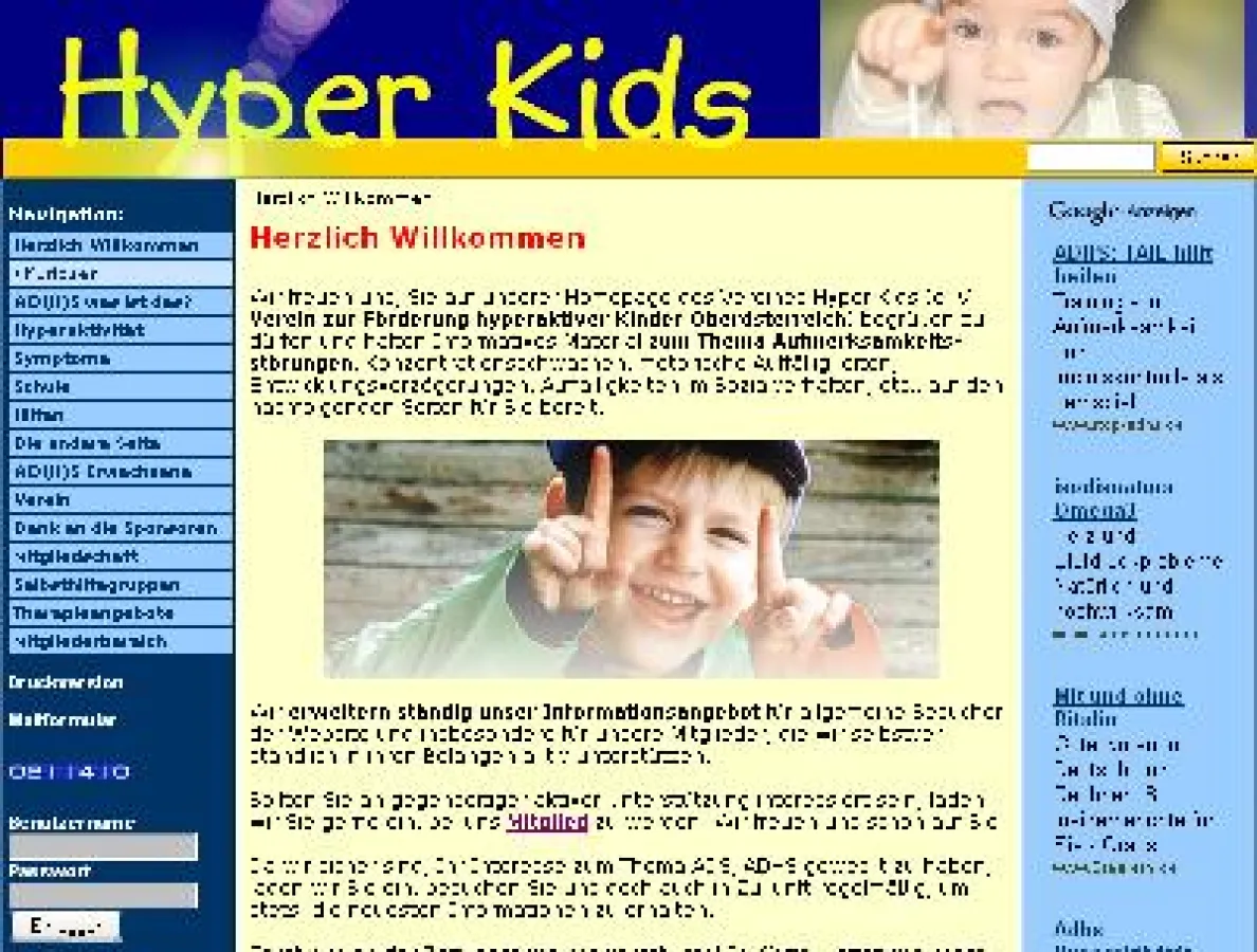 www.hyperaktivekinder.at in neuem Design