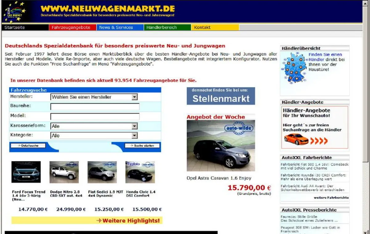 Neuwagenmarkt.de  -  Deutschlands Spezialsuchmaschine für besonders preiswerte Neu- und Jungwagen