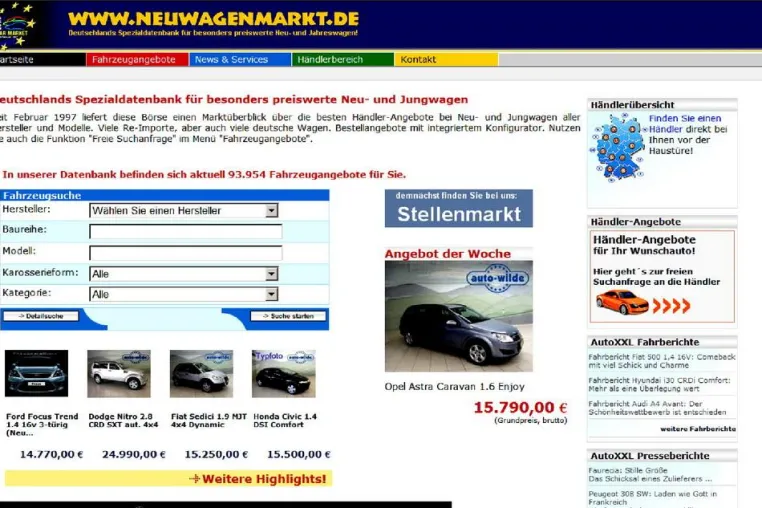 Bild: Neuwagenmarkt.de - Neustart einer der ersten deutschen Autobörsen