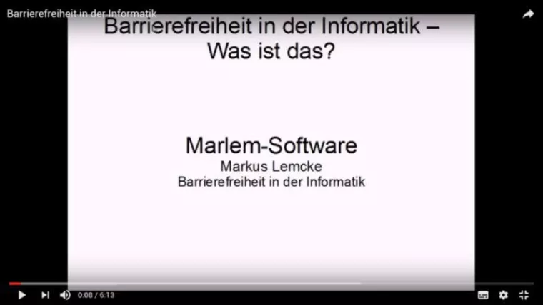 Barrierefreiheit in der Informatik gibt es jetzt auch auf Youtube Bild: Barrierefreiheit in der Informatik gibt es jetzt auch auf Youtube