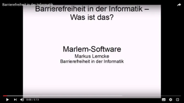 Bild: Barrierefreiheit in der Informatik gibt es jetzt auch auf Youtube