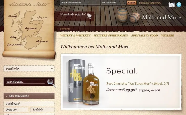 Whisky Online-Shop Malts and More erhält ein neues Aussehen Bild: Whisky Online-Shop Malts and More erhält ein neues Aussehen