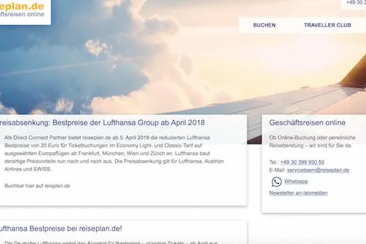 Bild: reiseplan.de: alle günstigen Flugtarife und Vorteile der Lufthansa-Group durch Airline-Direktanbindung