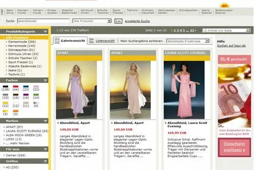 Besser Suchen im Online Shop des BAUR Versand Bild: Besser Suchen im Online Shop des BAUR Versand